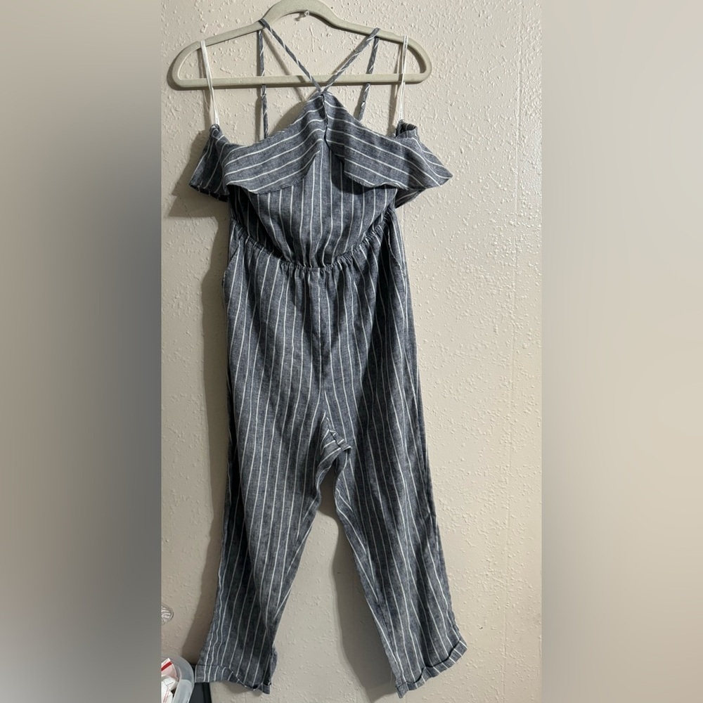 Avec Les Filles Gray Striped Jumpsuit